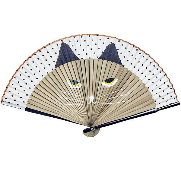 Cat Pattern Bamboo with Satin Folding Fan