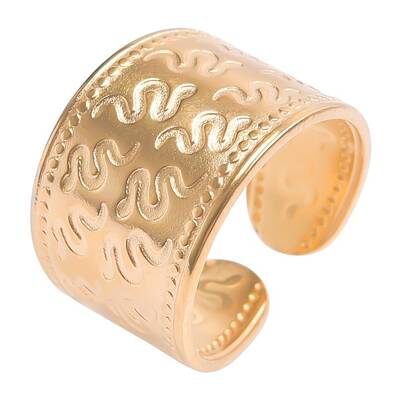 Stainless Steel Snake Pattern Open Cuff Rings