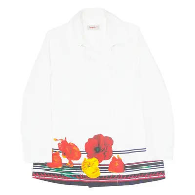 DESIGUAL Womens Pea Jacket Cream Floral L