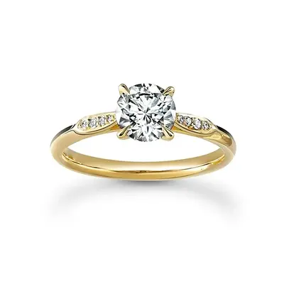 18K Gold Round Cut Halo Moissanite Engagement Ring