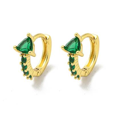 Brass Micro Pave Cubic Zirconia Hoop Earring