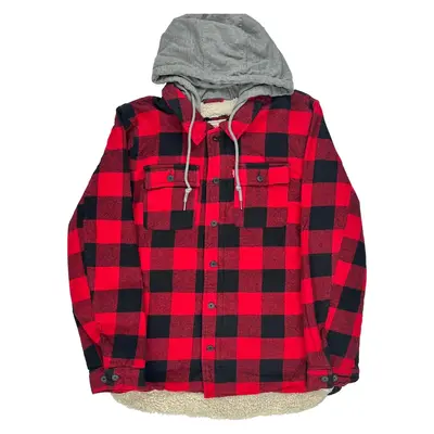 Levis Checked Overshirt - Large Red Cotton Blend