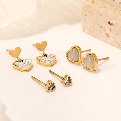 Shell Heart Stud Earrings Sets