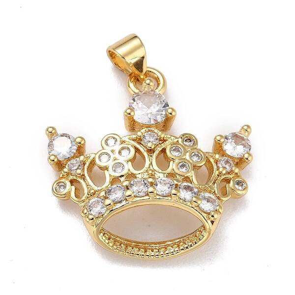 Brass Micro Pave Clear Cubic Zirconia Pendants