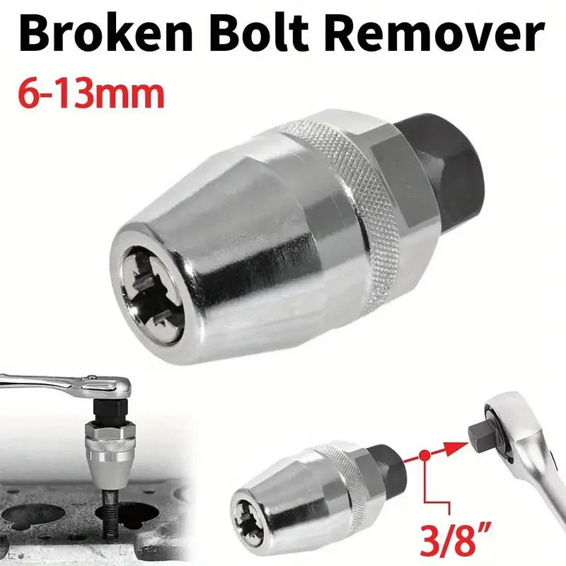 6-13mm Broken Bolt Extractor Set - Metal Damaged Stud Remover Tool for Impact Wrench and Ratchet, Non-Electric Manual Operati...