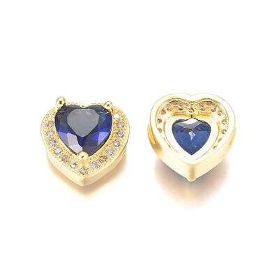Brass Micro Pave Cubic Zirconia Beads