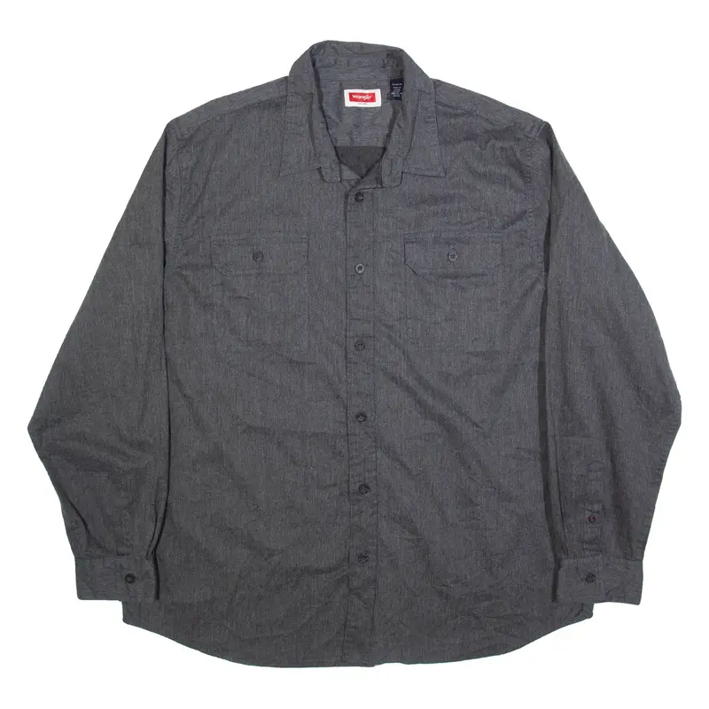 WRANGLER Mens Plain Shirt Grey Long Sleeve XL