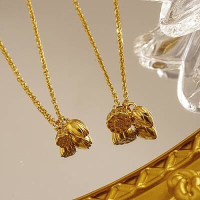 Lotus Pod Stainless Steel Pendant Necklaces for Women