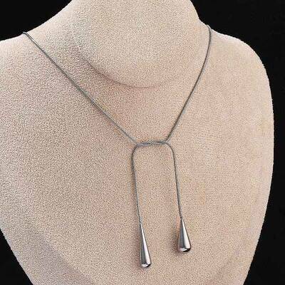 304 Stainless Steel Snake Chain Lariat Necklaces with Teardrop Ends