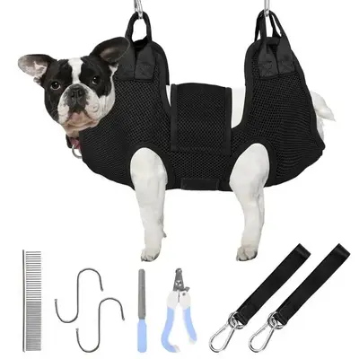 Dog Grooming Hammock for Small Dogs, Pet Nail Trimming Sling, Hanging Harness for Nail Clipping