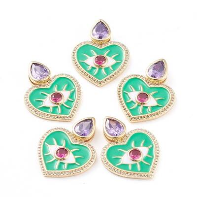 Brass Micro Pave Cubic Zirconia Pendants