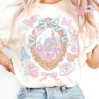 Coquette Bow Castle Shirt, Magic Kingdom Girly Trip Shirt, Birthday Girl, Fantasia Baby Tee, Gift for Her, Unisex TShirt, Vin...