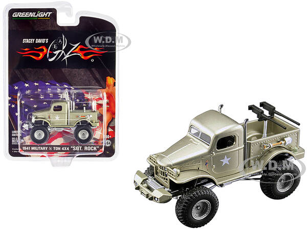 Stacey Davids 1941 Military 1/2 Ton 4x4 Pick Up Truck Sargeant Rock Light Green Metallic 1/64 Diecast Model Car by Greenlight...