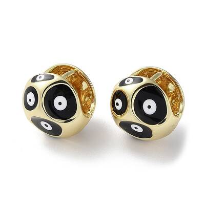 Round with Evil Eye Enamel Hook Earrings