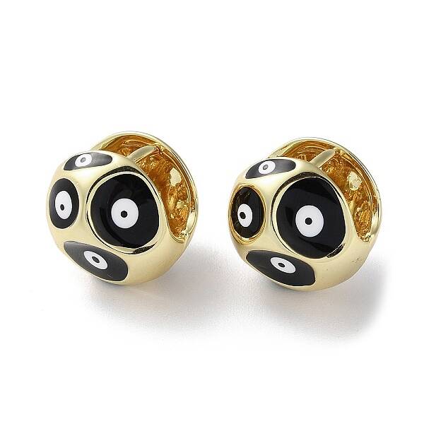 Round with Evil Eye Enamel Hook Earrings