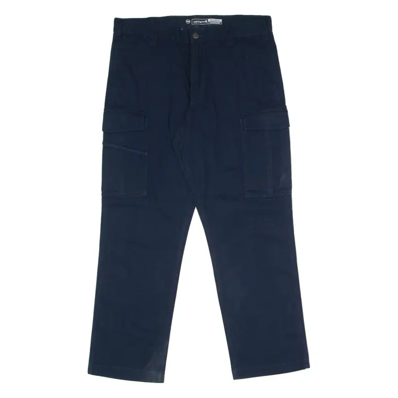 CARHARTT Cargo Workwear Mens Canvas Trousers Blue Relaxed Straight W36 L30