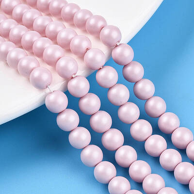 Baking Painted Pearlized Glass Pearl Bead Strands