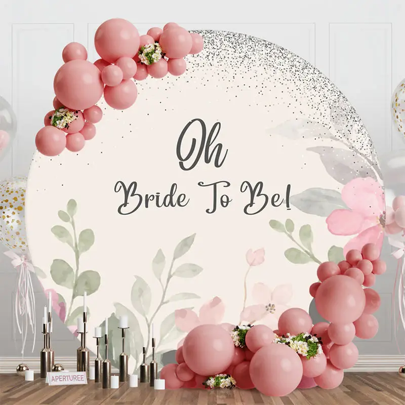 Aperturee Oh Bride To Be Leaves Floral Round Wedding Backdrop - Aperturee