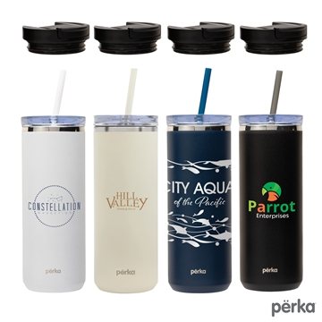 12 Promotional Perka Trent 18 oz Double Wall, Stainless Steel Hot ...