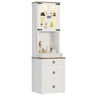 Miu Vanity Desk with Mirror, Customizable Lighting, Hidden Storage, Compact Makeup, Modern Home Bedroom Furniture