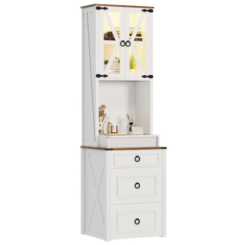Miu Vanity Desk with Mirror, Customizable Lighting, Hidden Storage, Compact Makeup, Modern Home Bedroom Furniture