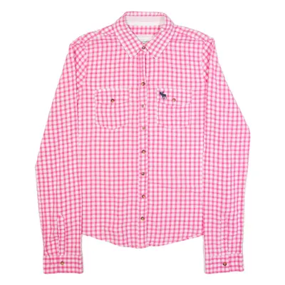 ABERCROMBIE & FITCH Womens Shirt Pink Gingham Long Sleeve M