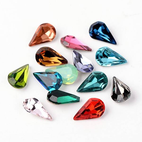 Faceted Teardrop Glass Pointed Back Rhinestone Cabochons