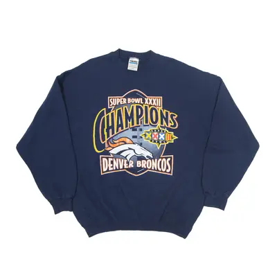 TULTEX Super Bowl Champions Denver Broncos USA Sweatshirt Blue 90s Mens XL