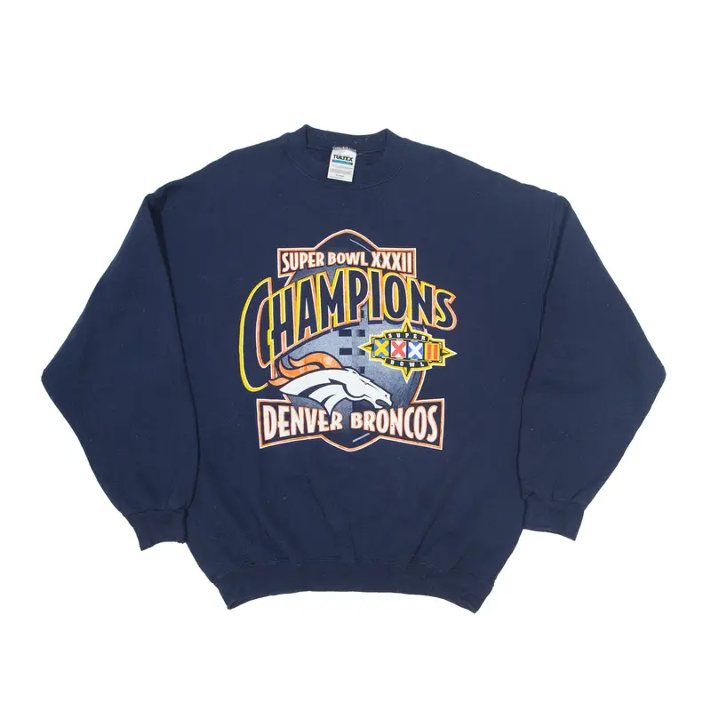 TULTEX Super Bowl Champions Denver Broncos USA Sweatshirt Blue 90s Mens XL