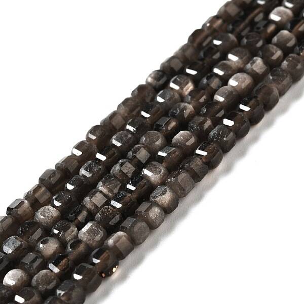 Natural Silver Sheen Obsidian Beads Strands
