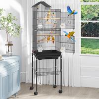 YITAHOME 62 inch Metal Bird Cage, Large Parakeet Cages for Parrot, Cockatiel, Lovebird, Pigeon with Roof Top, Rolling Stand a...