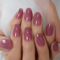 Dusty Rose Press On Nails | CurvLife Nail | 24pcs Medium Oval Fake Nails | Glossy Solid Color Finish | Easy Apply, Comfortabl...
