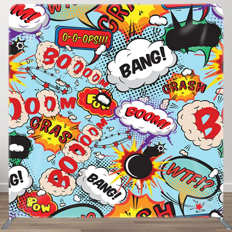 Aperturee Boom Bang Comic Style Fabric Backdrop For Party Decor - Aperturee
