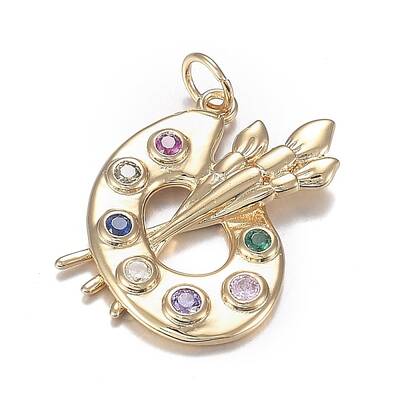 Brass Micro Colorful Cubic Zirconia Pendants