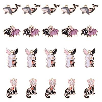 20Pcs 4 Style Halloween Alloy Enamel Pendants