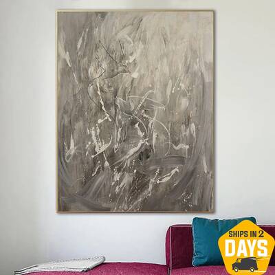 Large Gray Paintings On Canvas Bird Artwork Original Flight Wall Art Abstract Bird Painting Art for Living Indie Room | BIRD ...