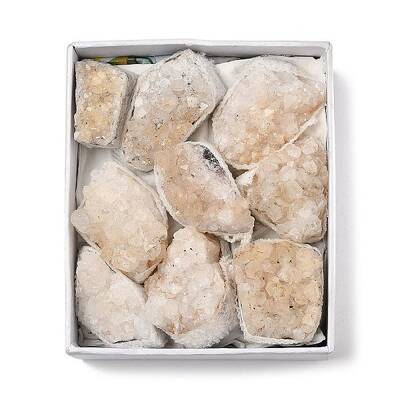 9Pcs Electroplate Natural Quartz Crystal Display Decorations
