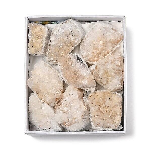 9Pcs Electroplate Natural Quartz Crystal Display Decorations