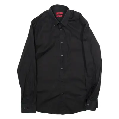 HUGO BOSS Slim Fit Mens Plain Shirt Black Long Sleeve S