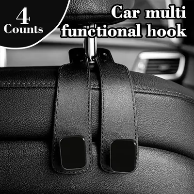 4 Counts Car Seat Headrest Hook, Improved Car Seat Back Double Hooks, Car Purse Hook, Hooks for Purses, Bags and Mobile Phone...