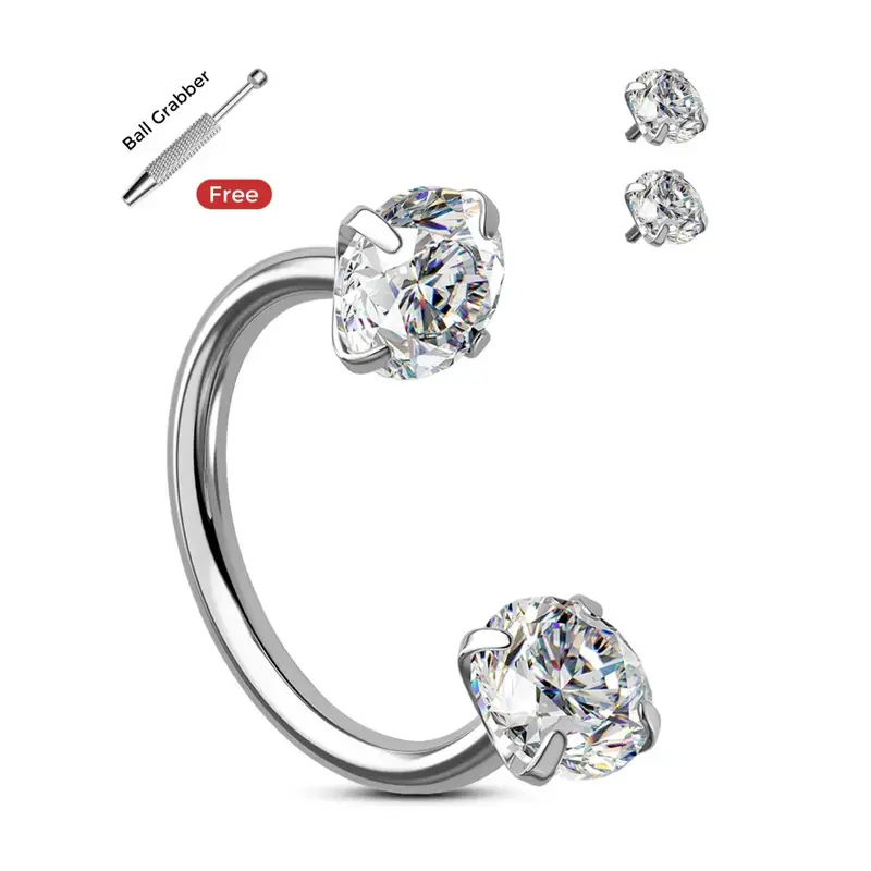 Oufer 20G Horseshoe CZ Nostril Nose Hoop Cartilage Lobe Piercing Ring 316L Stainless Steel Unisex Body Jewelry with Free Ball...