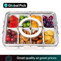 Food Storage Box, 1 Set Clear Food Storage Container with Lid & Handle, Portable Snacks Storage Container for Home Kitchen Pa...