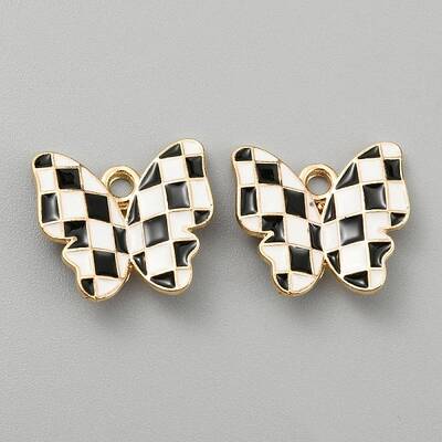 Tartan Pattern Alloy Enamel Pendants