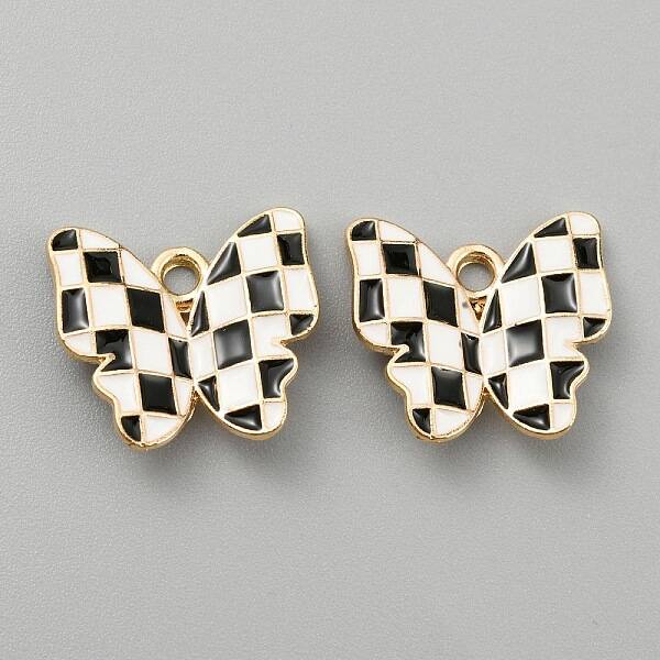 Tartan Pattern Alloy Enamel Pendants
