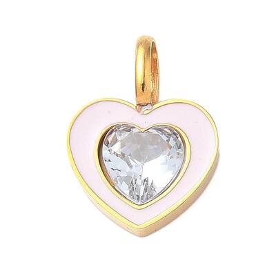 304 Stainless Steel Micro Pave Cubic Zirconia Pendants