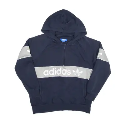 ADIDAS 2017 1/4 Zip Hoodie Blue Pullover Womens UK 12