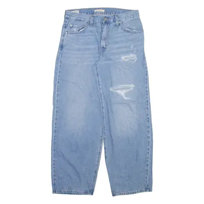 LEVI'S Big E Distressed Womens Jeans Blue Loose Straight W31 L29