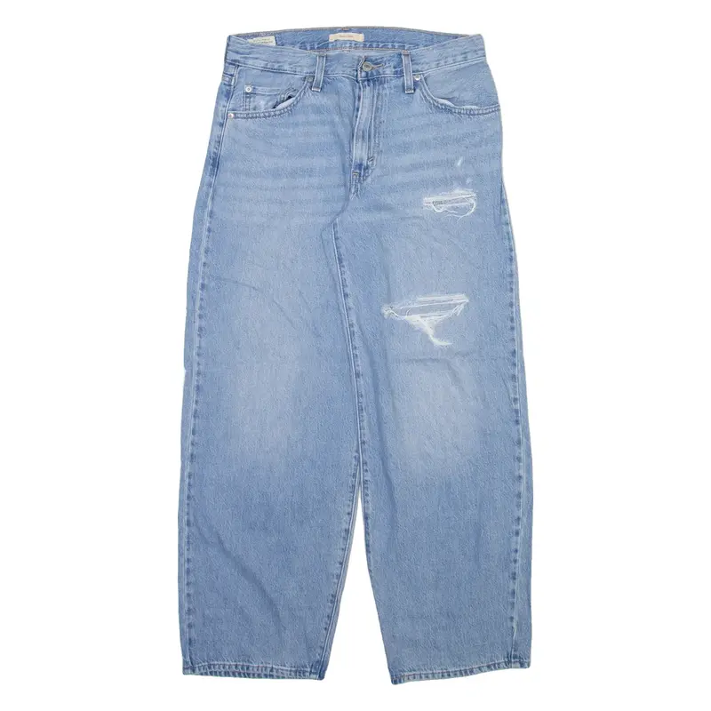 LEVI'S Big E Distressed Womens Jeans Blue Loose Straight W31 L29