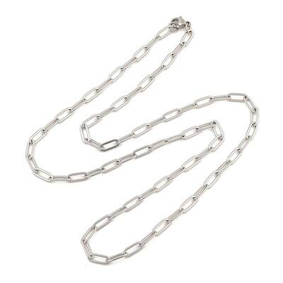 304 Stainless Steel Paperclip Chain Necklace for Women