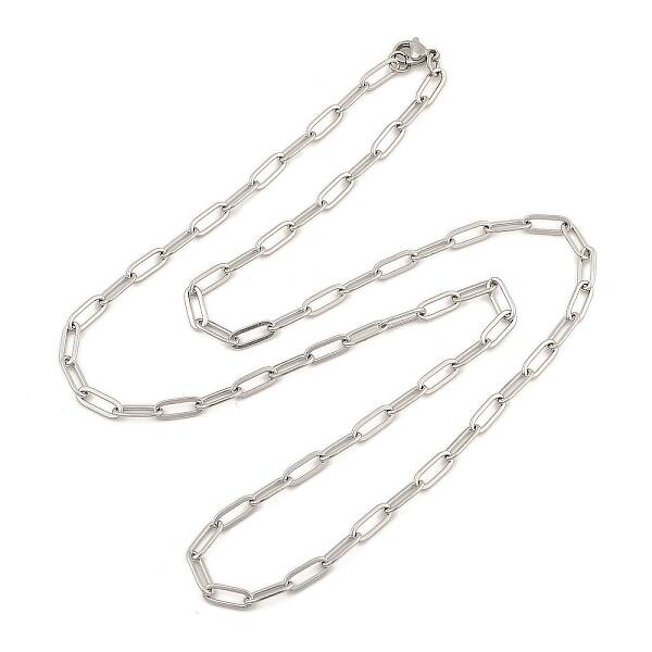 304 Stainless Steel Paperclip Chain Necklace for Women